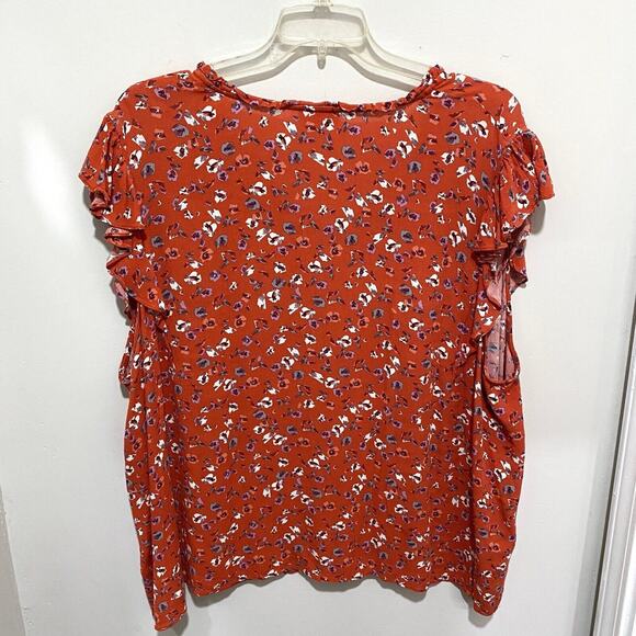 Molly & Isadora Top Plus Size 4X V-Neck Flutter Sleeve Tunic Abstract Floral - Picture 6 of 7